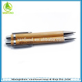 Engraved logo customized promotional bamboo ballpen with metal clip